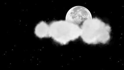 Beautiful illustration of Starry night with moon and clouds