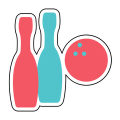Sticker BOWLING design vector icon design vector line icon svg