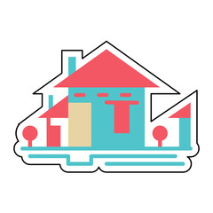 Sticker Housing Area design vector icon design vector line icon svg