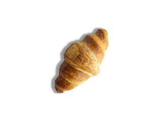 Freshly baked croissant on colored background