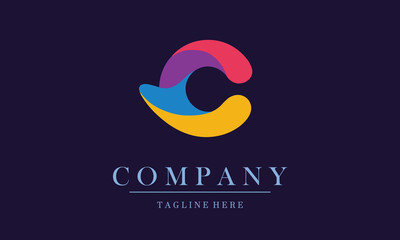Fototapeta premium Colorful letter C logo design minimalist vector icon company. Design logo letter C tails unique monogram initials.
