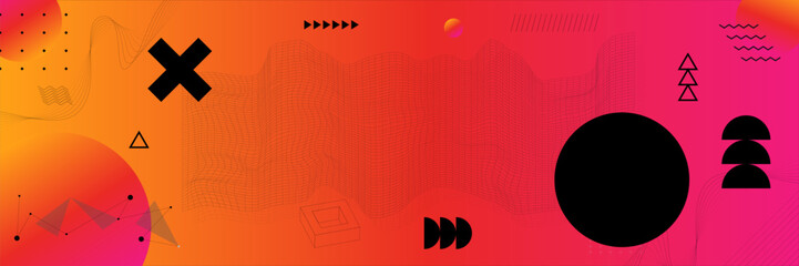 Set of geometric shapes. Memphis design retro elements. Collection trendy halftone geometric shapes. Retro funky graphic, 90s trends designs and vintage print element collection. Vector illustration