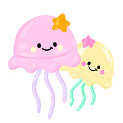 Jelly fish cartoon hand draw 