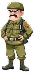 Grumpy army officer cartoon character