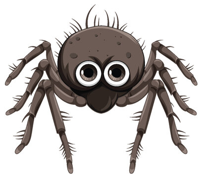 Black spider cartoon isolated