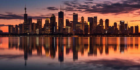 sunset over the city