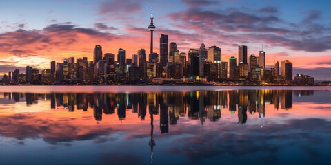 sunset over the city