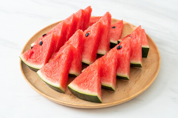 fresh watermelon sliced on plate