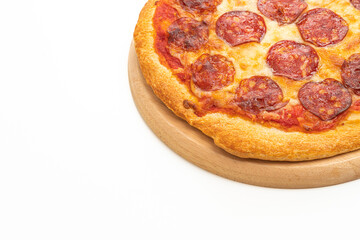 pepperoni pizza on white background