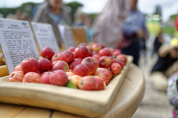 Vente de pommes sur un marché