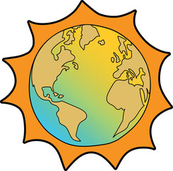 world  sun  heat radius vector file for presentation