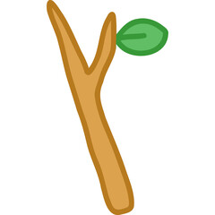 Tree branch with leaf hand draw