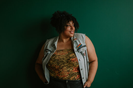 portrait of a plus size afro indigenous person