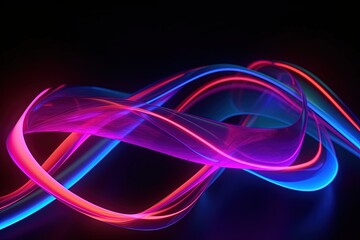 abstract futuristic ribbon background with pink blue glowing neon moving high speed wave lines and bokeh lights. Data transfer concept Fantastic wallpaper, Ai Generative