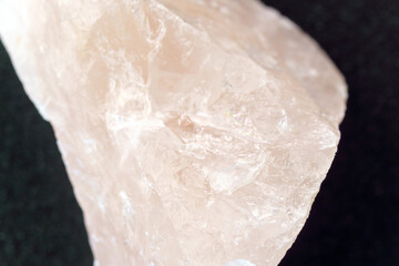 Natural mineral crystal of rose quartz gemstone. Natural rose quartz crystal. Close up macro