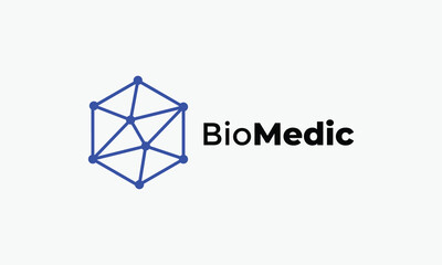 Logo vector hexagon triangle blue line bio medic health medical technology chemistry hospital symbol