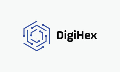 Logo hexagon minimalist link concept secure chips models connection technology industry