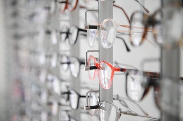 eye glasses on the shelf