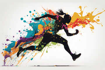 Fototapeta na wymiar runner splash colorful background
