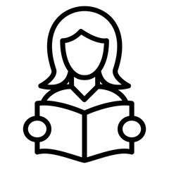 Vector Design Women Reading Book Icon Style