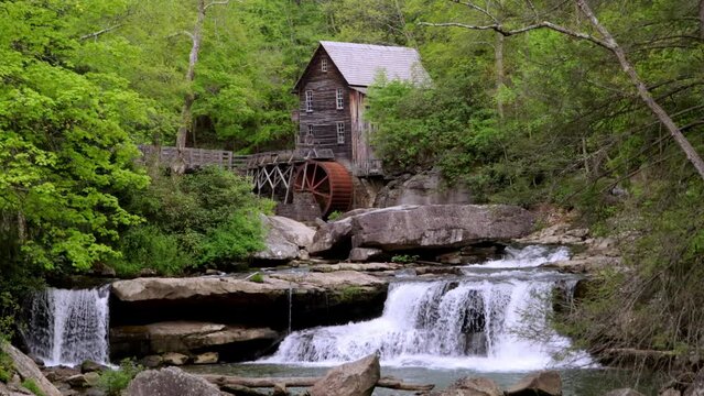 Glade Creek Grist Mill with Falls and Creek