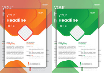 Business flyer design a4 size template for company growth and promotion business sale. half page corporate brochure cover layout with 2 color variation. clean simple standard flyer vector illustration