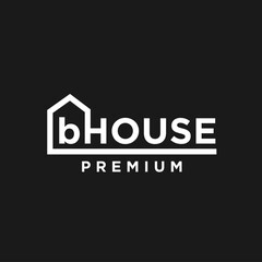 B House minimalist logo icon design template