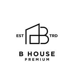 B House minimalist line logo icon design template