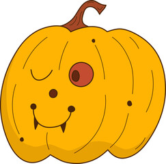 Cute pumpkin with face emotion. Halloween character. An illustration isolated on transparent background.