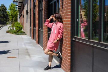 Beautiful woman walking in the city