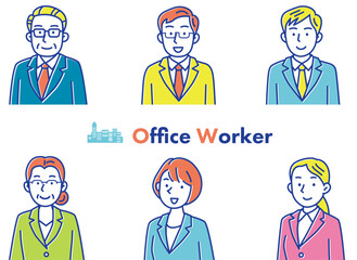 正面を向いた男性と女性のビジネスマンイラストセット