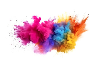 Fototapeta na wymiar Colorful rainbow holi paint splash, color powder explosion on white backgroundai generated