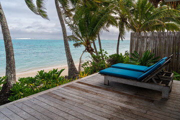 Naklejka na ściany i meble beach front deck in luxury resort