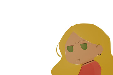 Girl, cute, yellow, background, cartoon