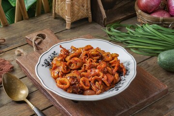 Squid Spicy Chili Chutney is a traditional Malay dish called Sambal Sotong eat with rice