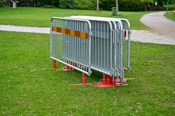 walkway and metal fences in public park Orebro Sweden