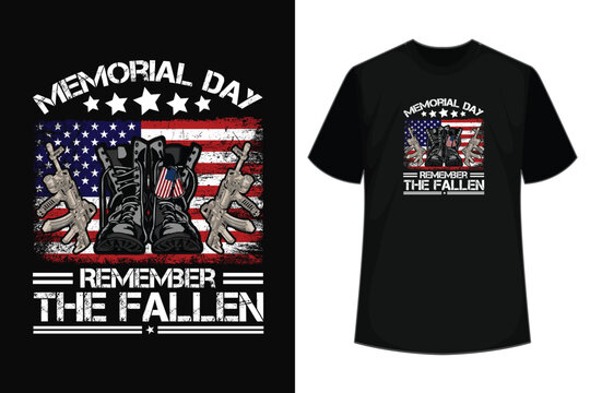 Memorial Day Remember the fallen veteran Military T-shirt design vector template