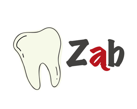 Polish alphabet with a picture of a tooth. Translation from Polish: tooth. vector cartoon hand drawn illustration