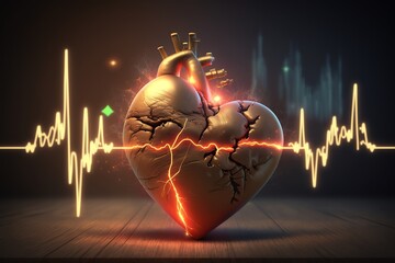 Heart and Cardiogram. Heart therapy concept. Cardiology. Generative AI