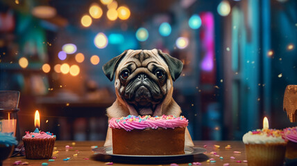 Pug birthday party cake sweet