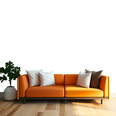 Sofa in front of a white cropped wall - obrazy, fototapety, plakaty