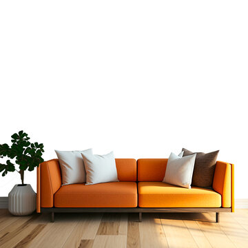 Sofa in front of a white cropped wall