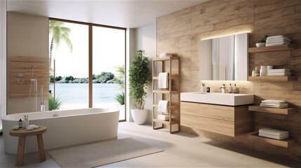 Generative AI, Serene Scandinavian Bathroom Design