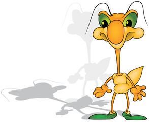 Funny Yellow Beetle with Long Neck