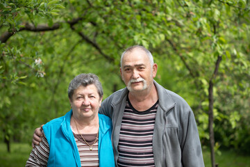 Fototapeta premium Senior couple at the spring garden.