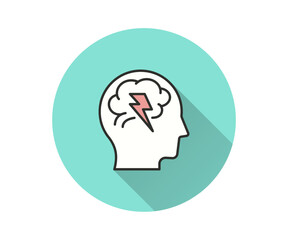 Psychology icon with long shadow for graphic and web design.