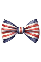 Obraz premium Watercolor Bow with Stripes and Stars Clipart created with Generative AI Tools