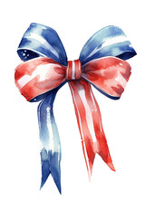 Watercolor Red and Blue Bow Clipart created with Generative AI Tools