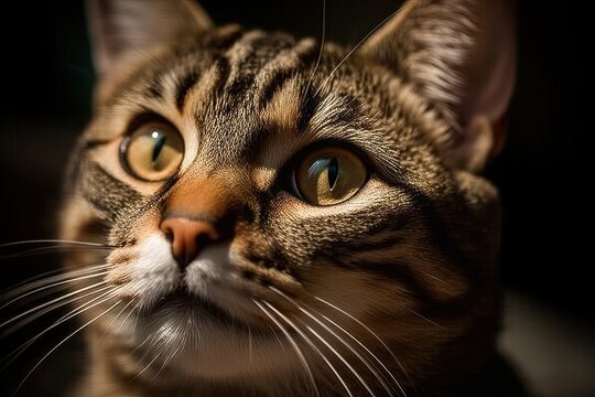 Portrait of a cat with beautiful eyes. Selective focus, generative Ai