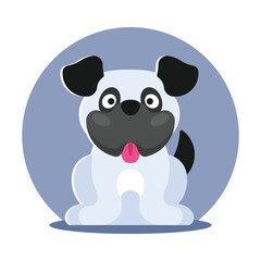 Cute cartoon dog with its tongue out. Vector illustration in flat style